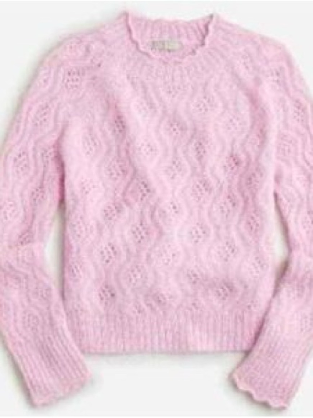 J. Crew Pale Pink Lace-Knit Crewneck Sweater
